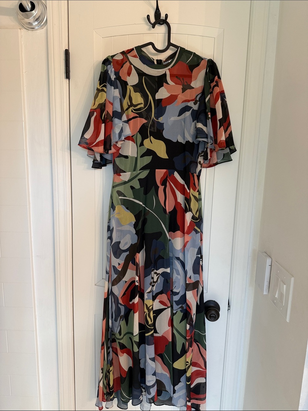 Rebecca Taylor silk Multicolor Floral Maxi Dress in Black, Red, Blue and Green